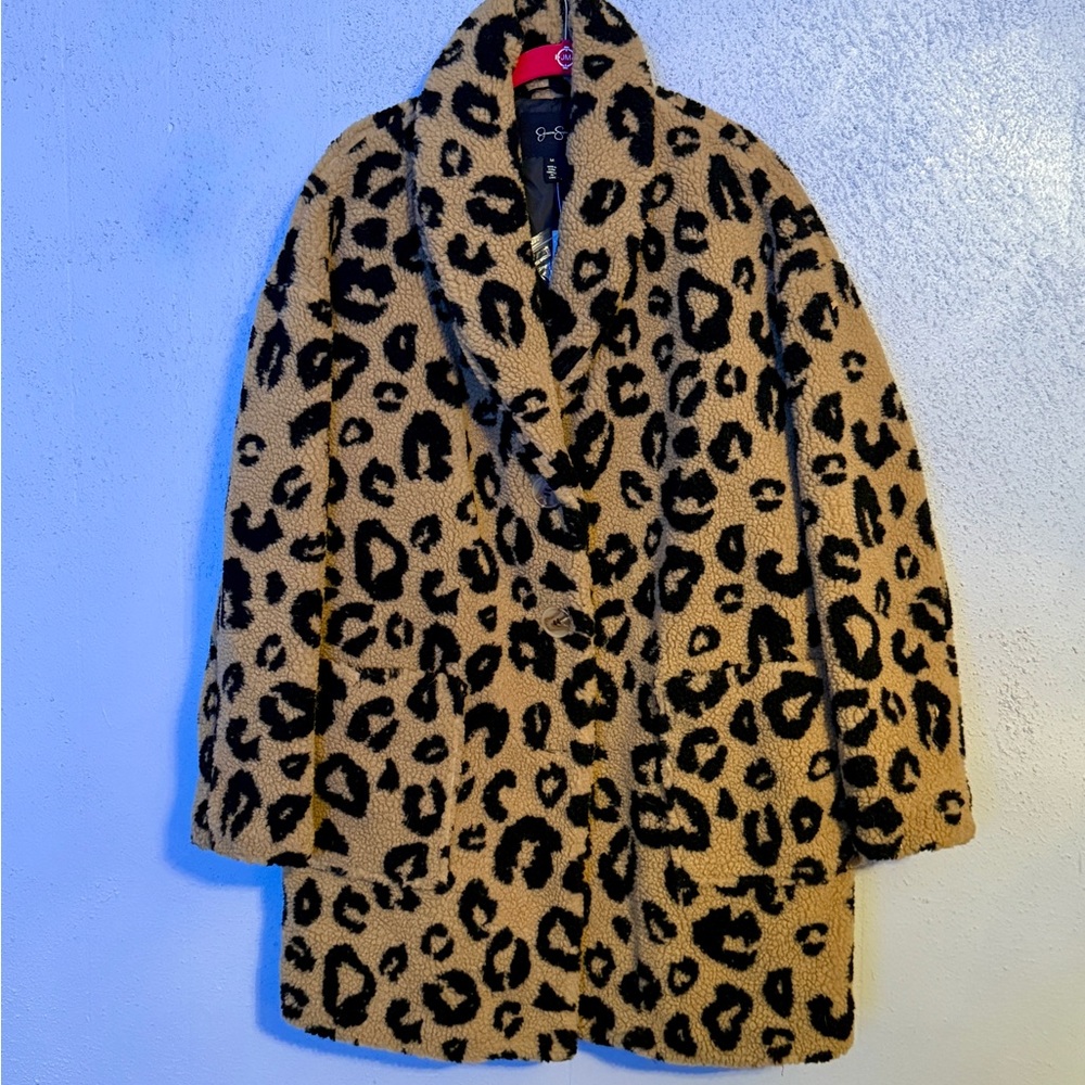Jessica Simpson Sherpa Leopard Print Teddy Jacket